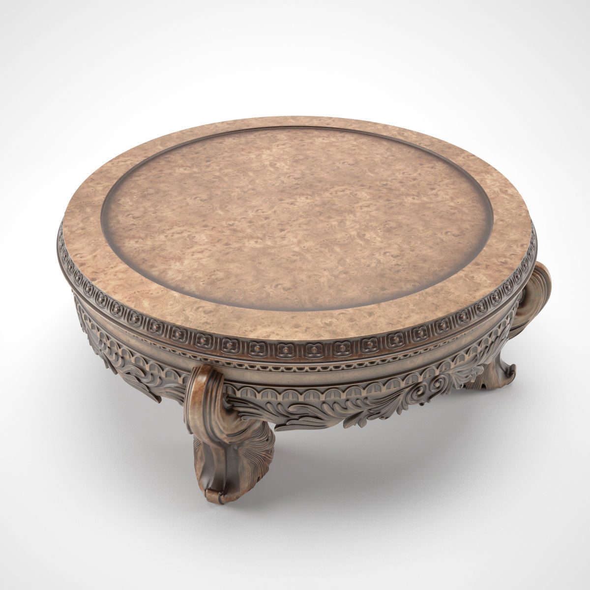 carved round table 3D model_1