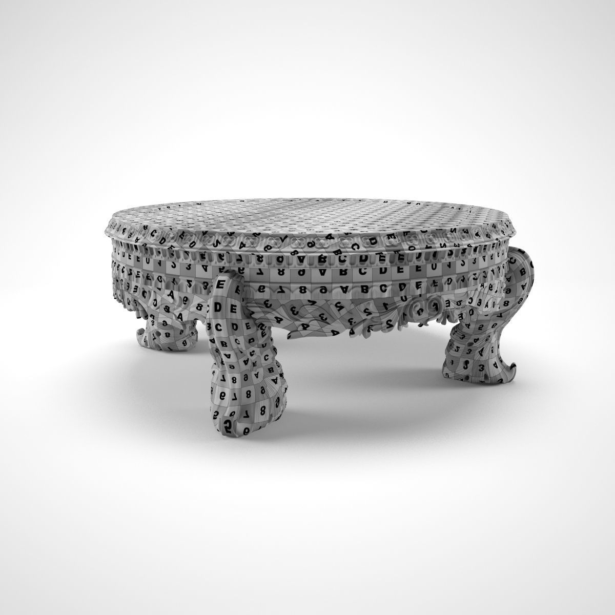 carved round table 3D model_8