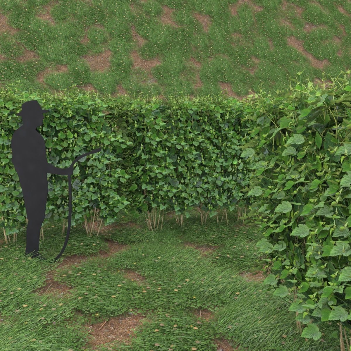 Darts gold universal fence plant with LODs Low-poly 3D model_1