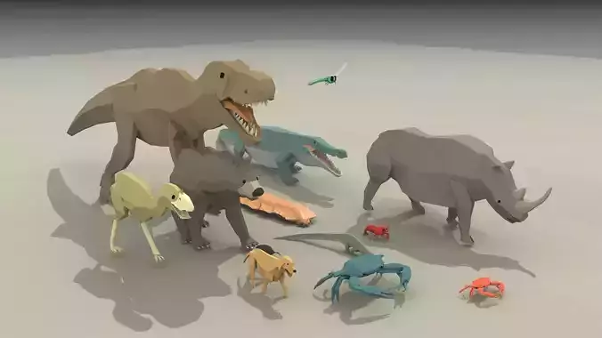 low poly animal pack Low-poly 3D model
