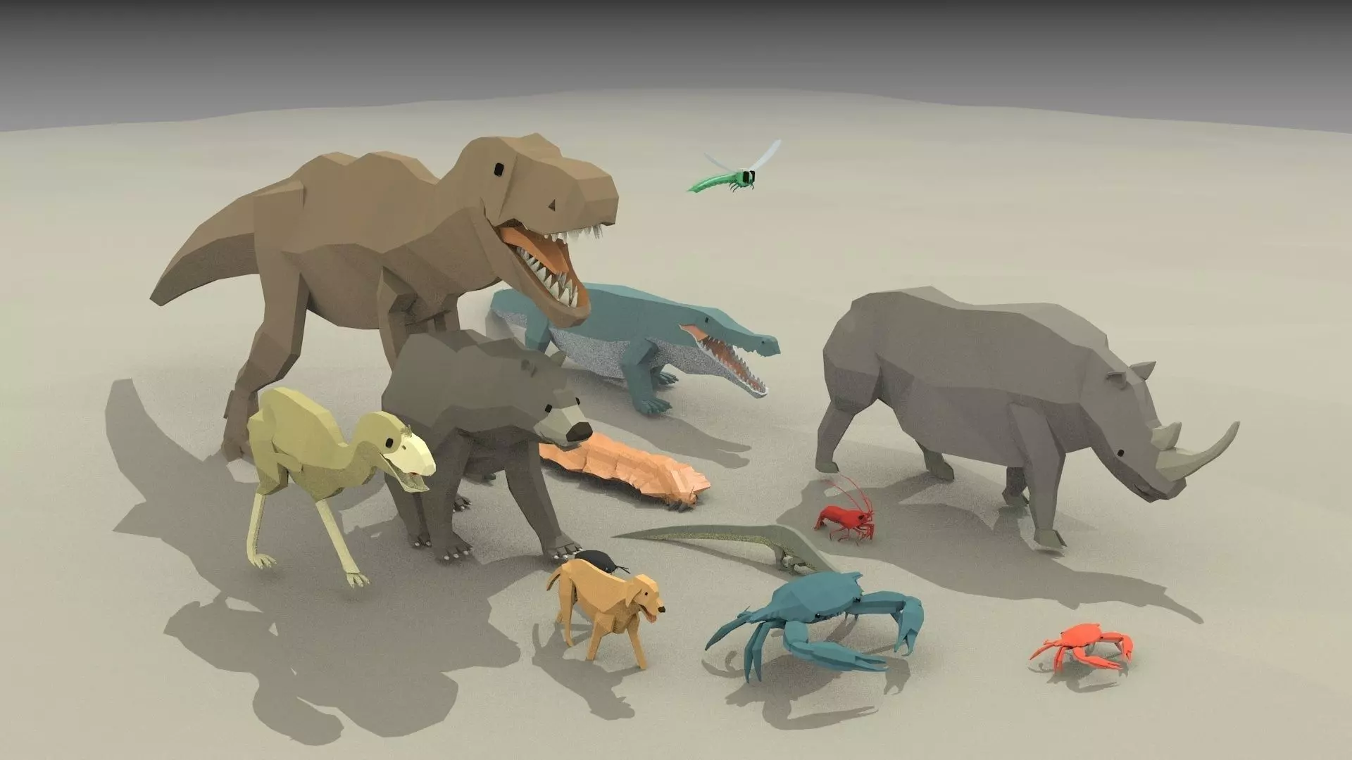 low poly animal pack Low-poly 3D model_0