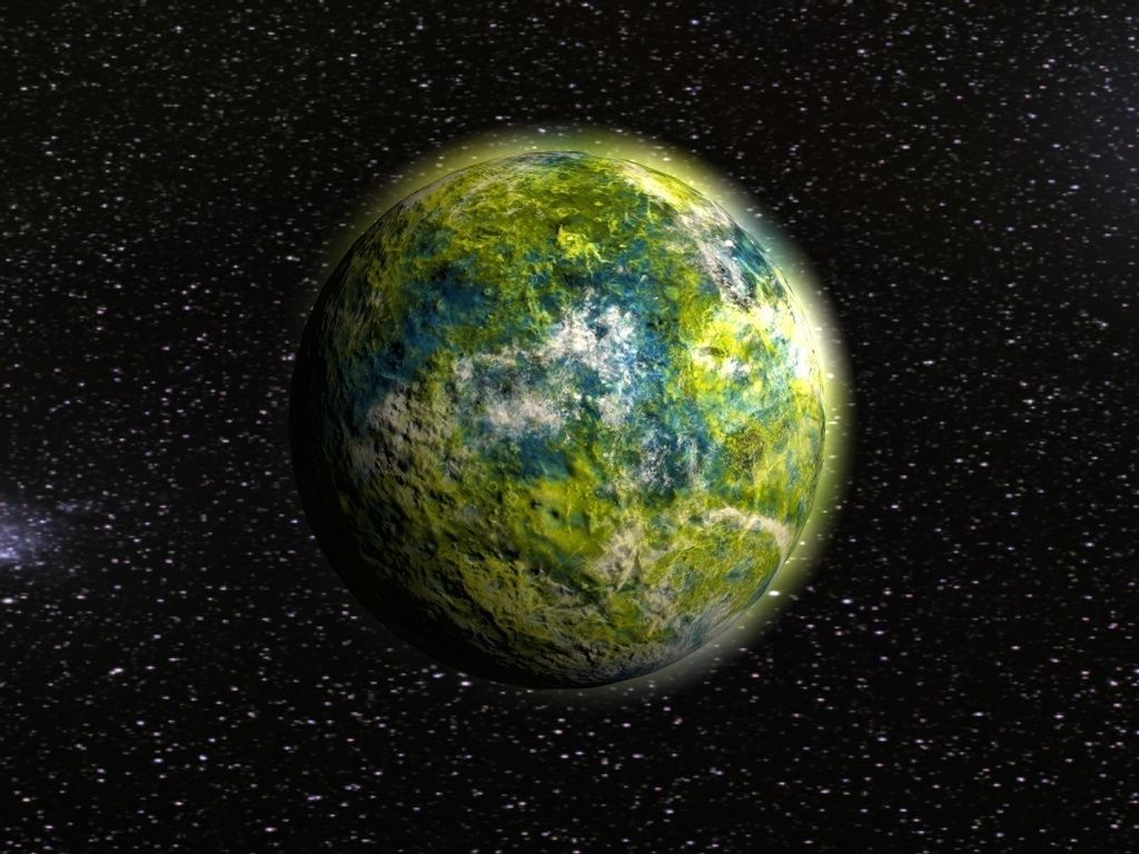 Green alien planet Low-poly 3D model_2