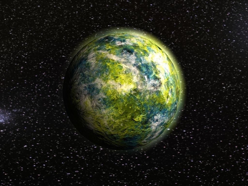 Green alien planet Low-poly 3D model_4