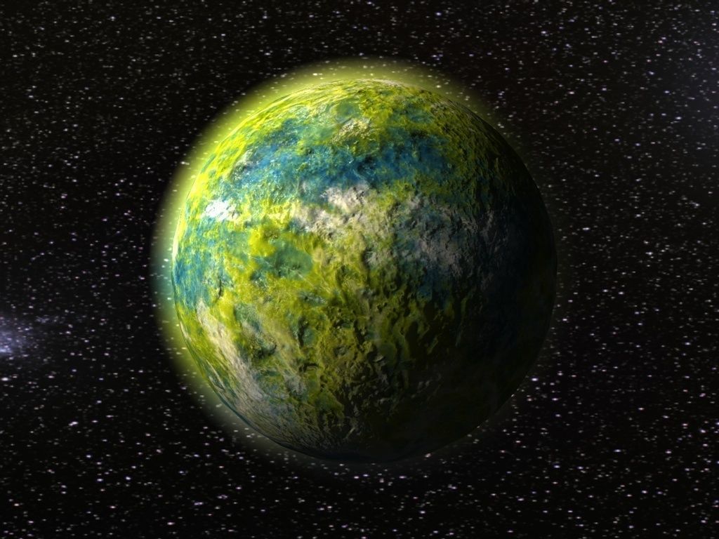 Green alien planet Low-poly 3D model_1
