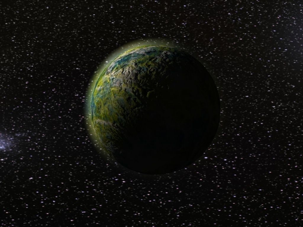 Green alien planet Low-poly 3D model_3