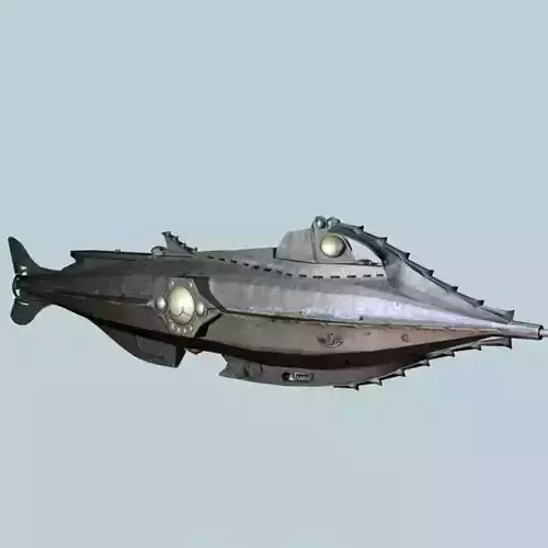 Nautilus metal ship with lights