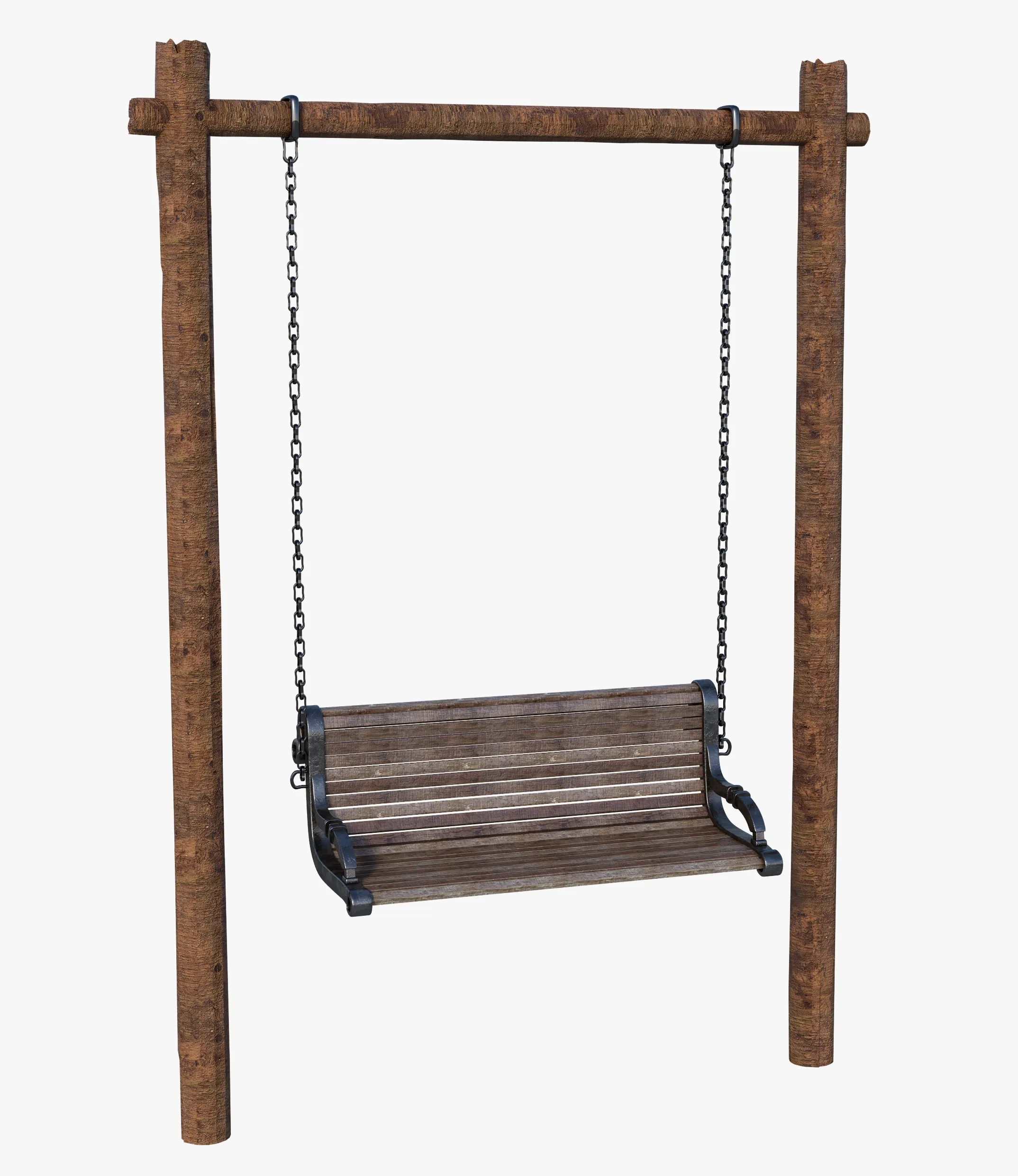 Wood Swing Bench Free 3D model