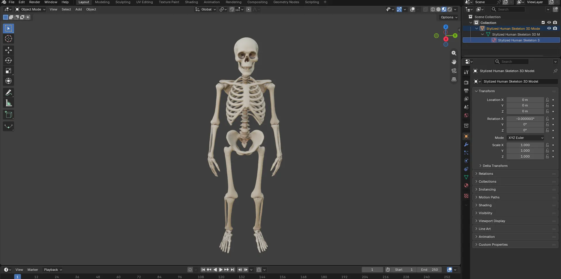 Stylized Human Skeleton 3D Model 3D model | CGTrader