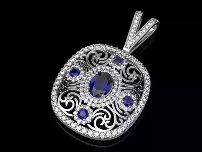 Pendant with sapphires