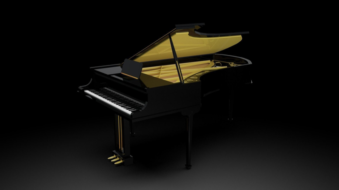 Grand Piano - Gold Plated and Highly reflective Vray Model