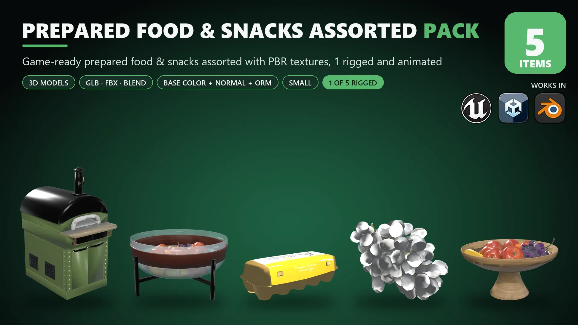Prepared Food and Snacks Assorted Pack 3D model