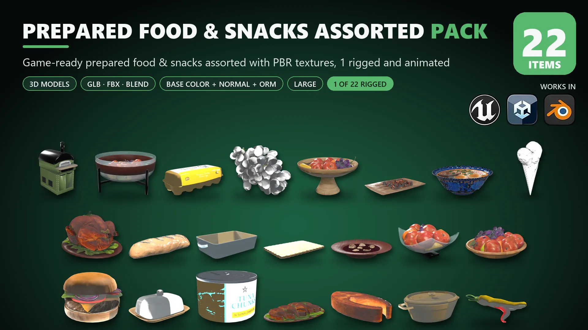 Prepared Food and Snacks Assorted Pack Large 3D model