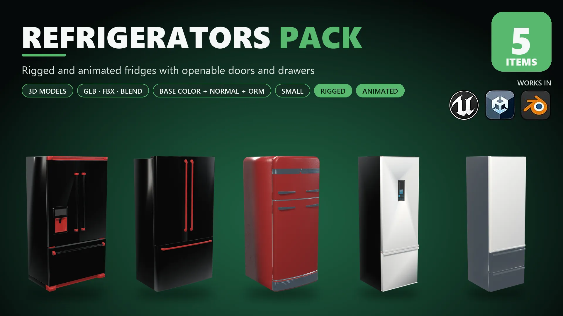 Refrigerators Pack Low-poly 3D model
