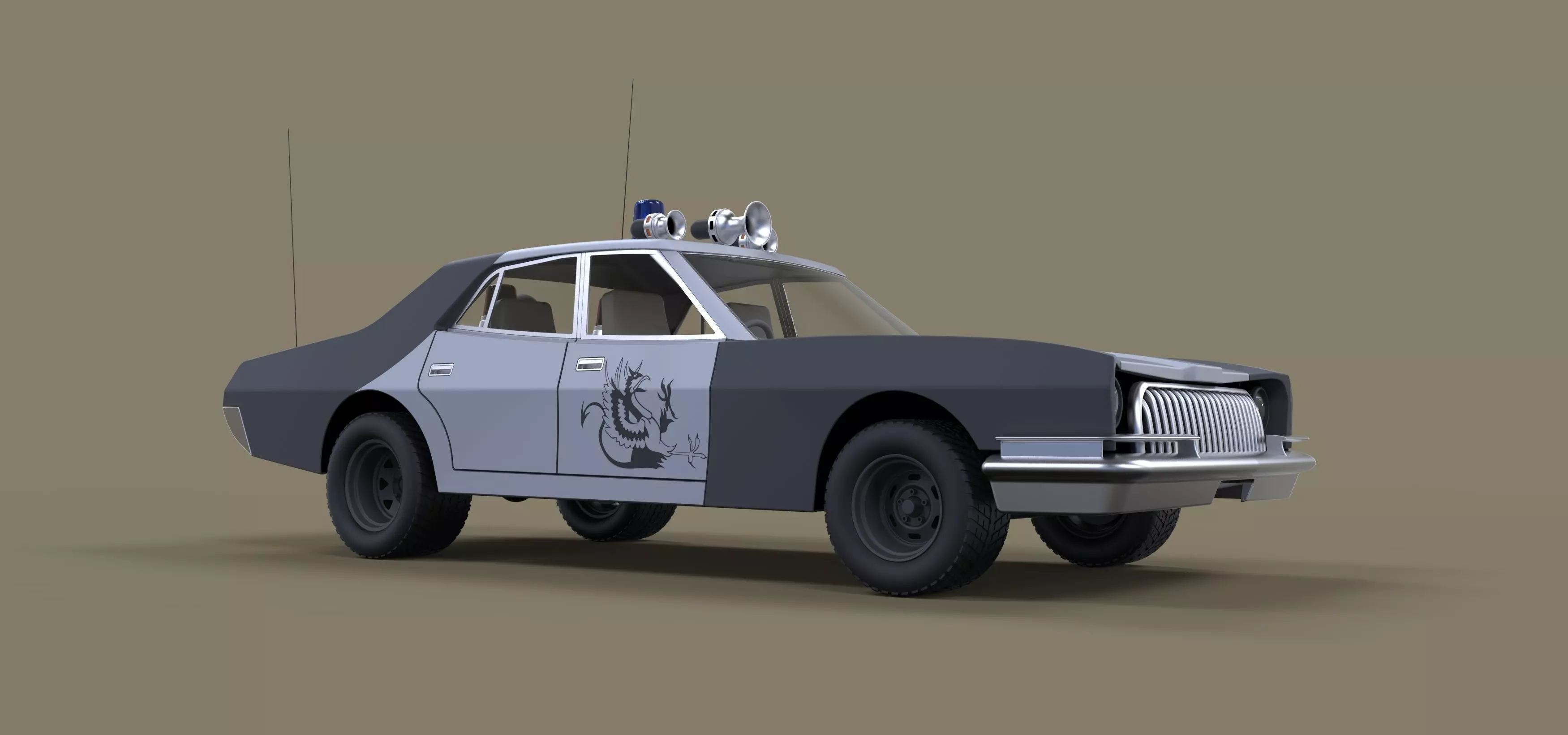 Post apocalyptic police car 3D model