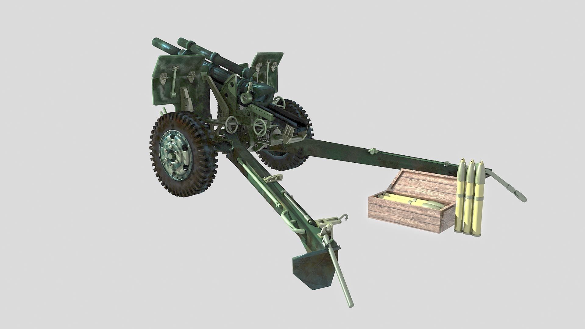 M2A1 - howitzer 105mm 3D model_1
