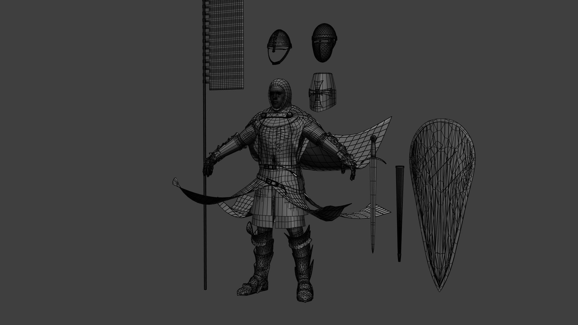 Hospitaler Knight Low-poly 3D model_9