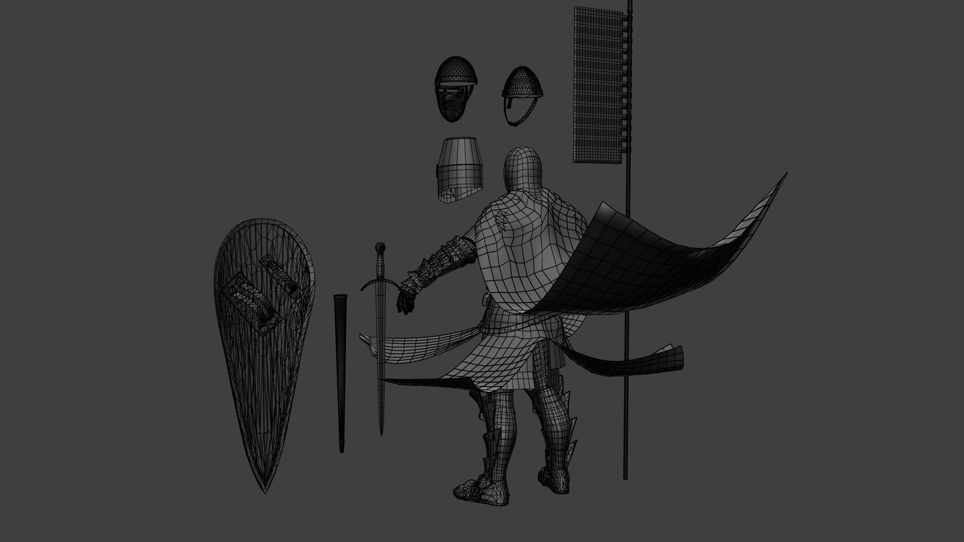 Hospitaler Knight Low-poly 3D model_7