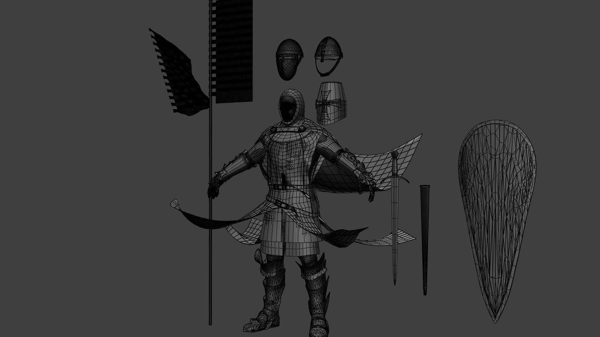 Hospitaler Knight Low-poly 3D model_8