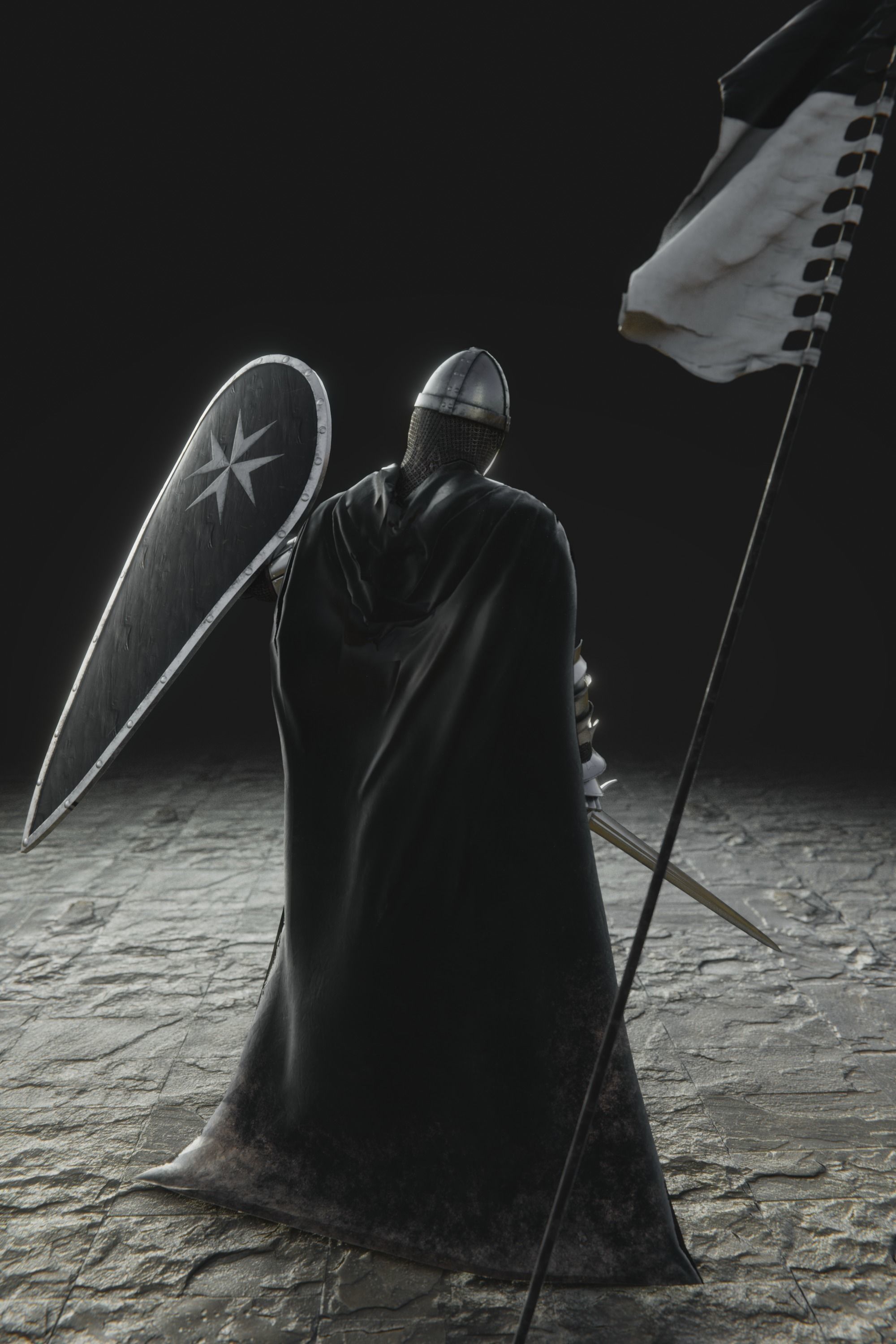 Hospitaler Knight Low-poly 3D model_4