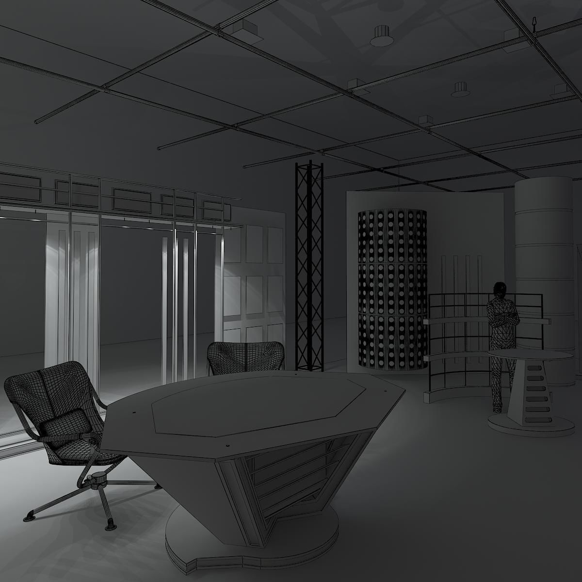 Virtual TV Studio News Set 6 3D model_22