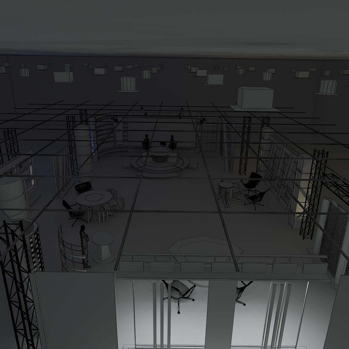 Virtual TV Studio News Set 6 3D model_23