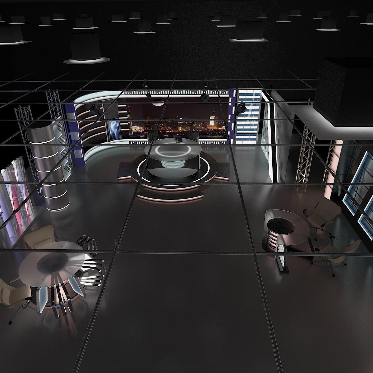 Virtual TV Studio News Set 6 3D model_7