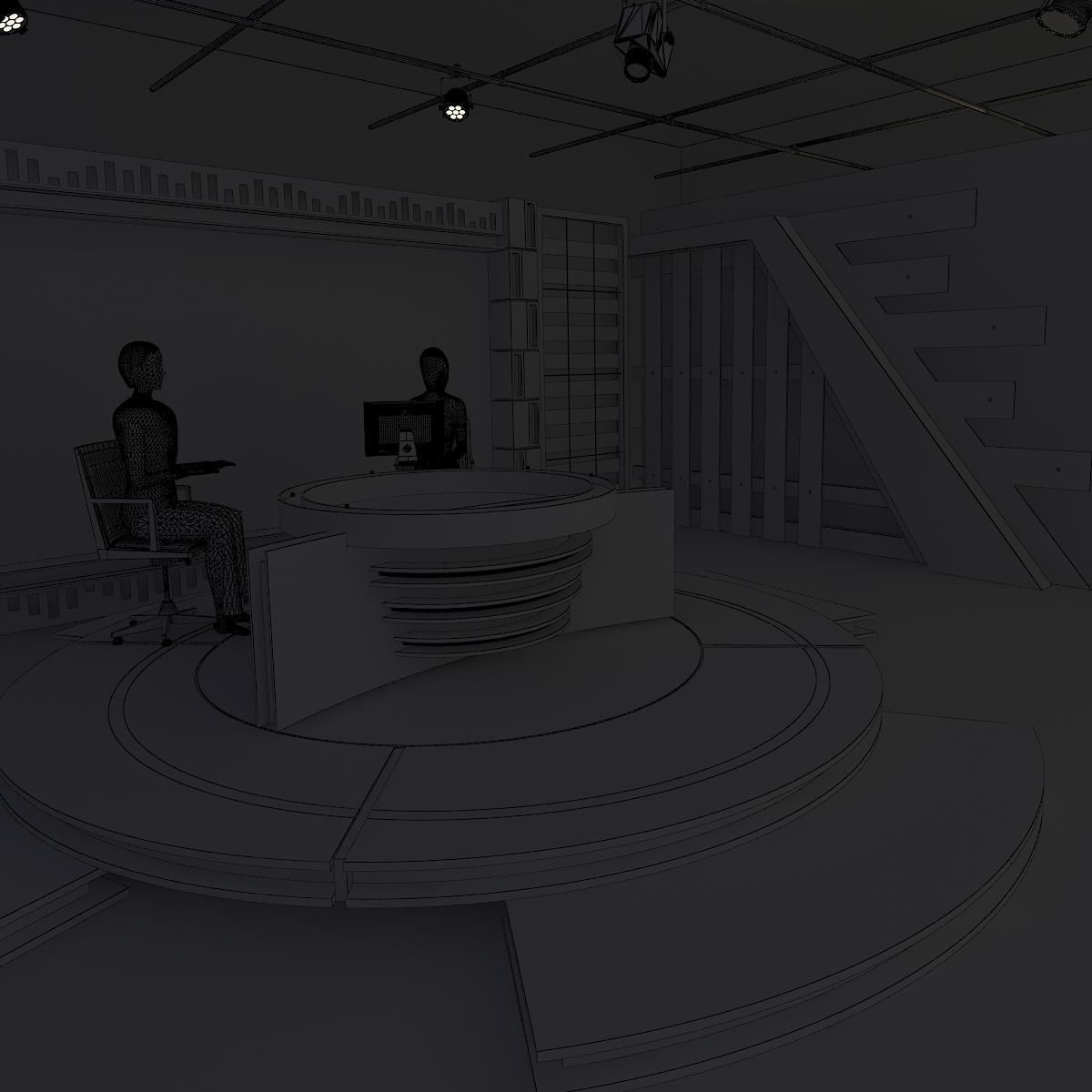 Virtual TV Studio News Set 6 3D model_19