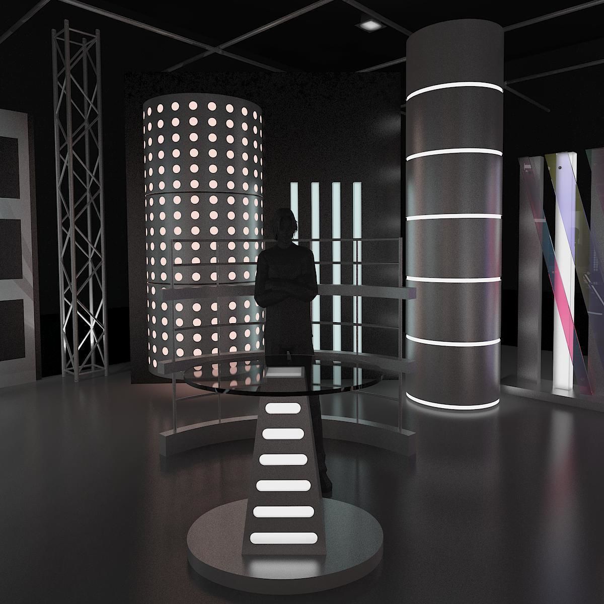 Virtual TV Studio News Set 6 3D model_13