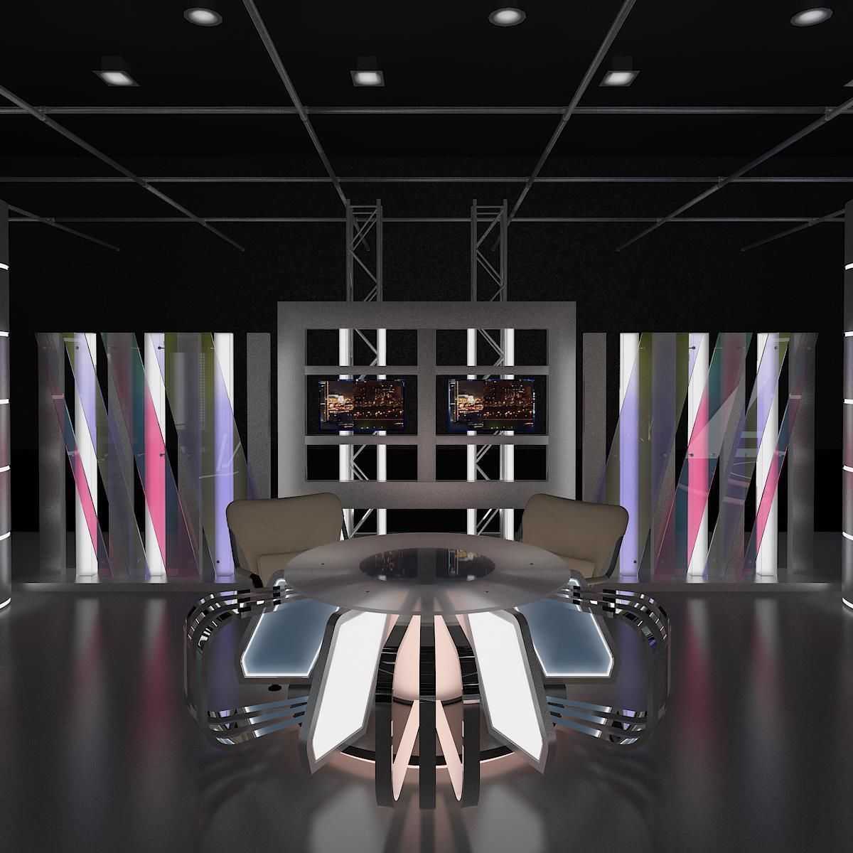 Virtual TV Studio News Set 6 3D model_11