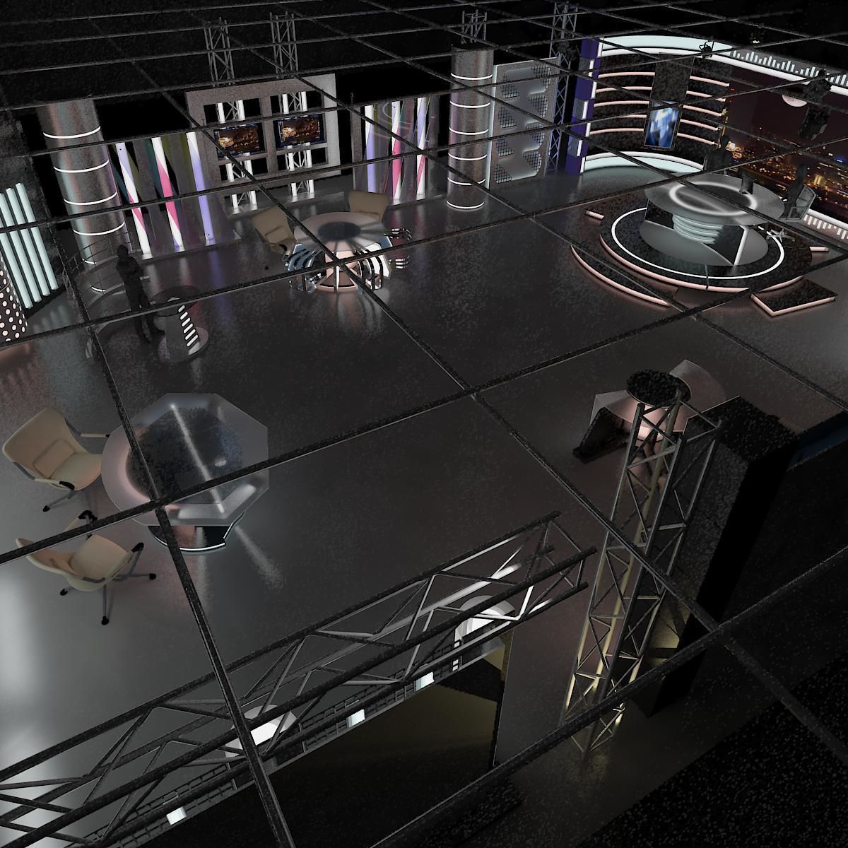Virtual TV Studio News Set 6 3D model_3