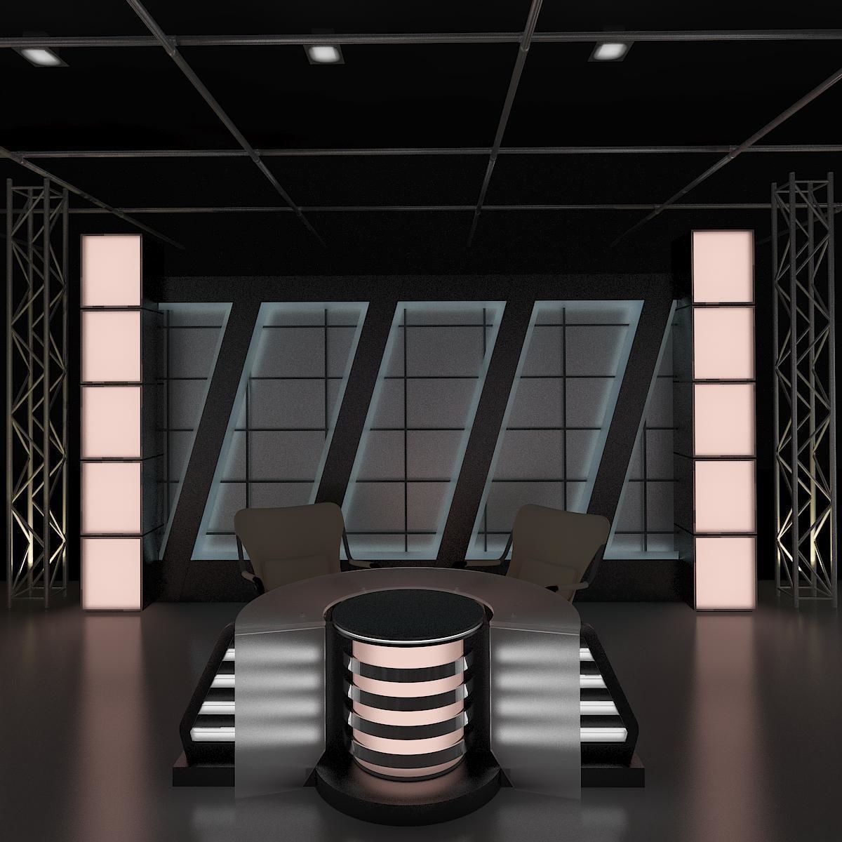Virtual TV Studio News Set 6 3D model_10