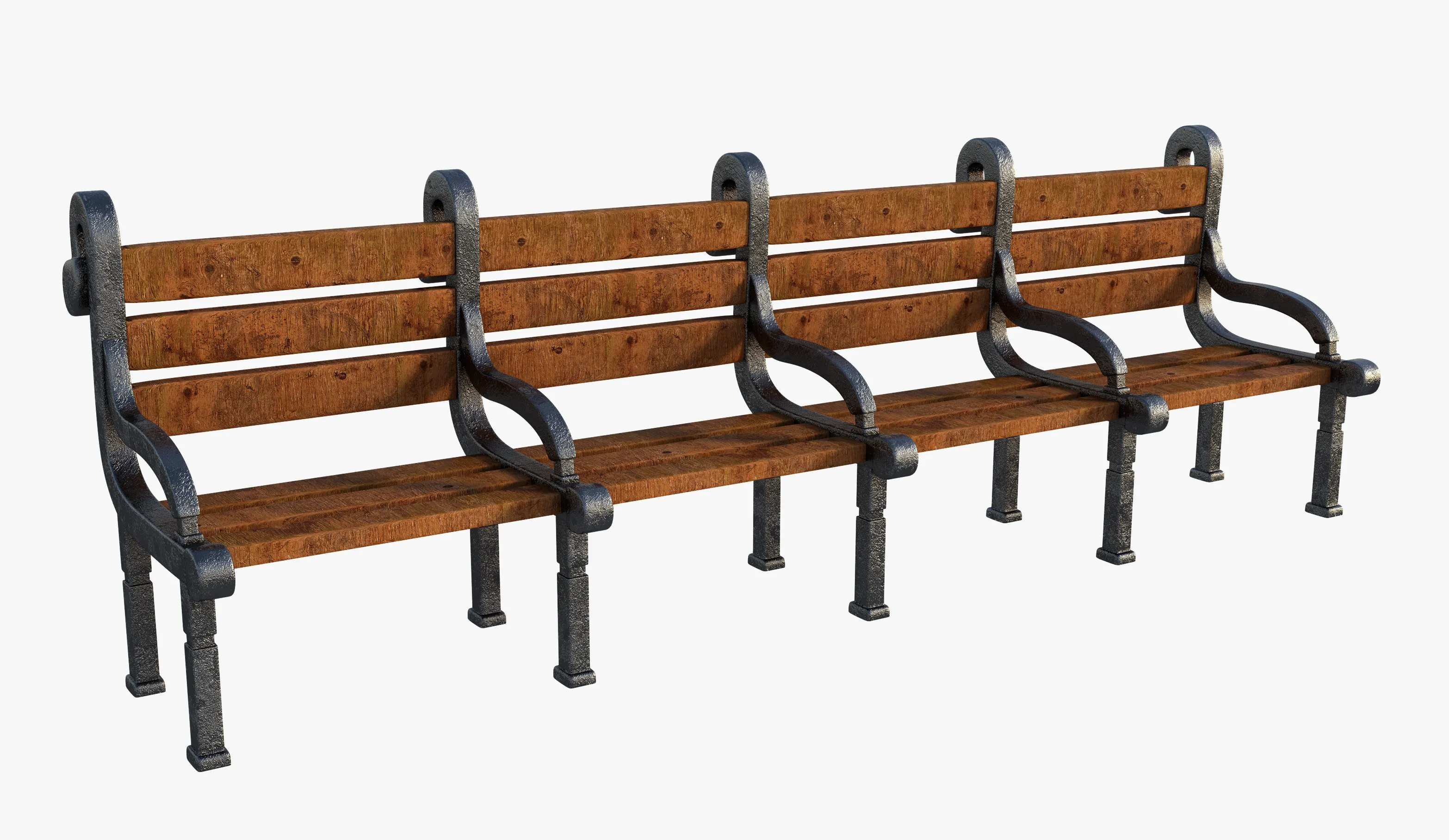 Long Wood Bench Free 3D model