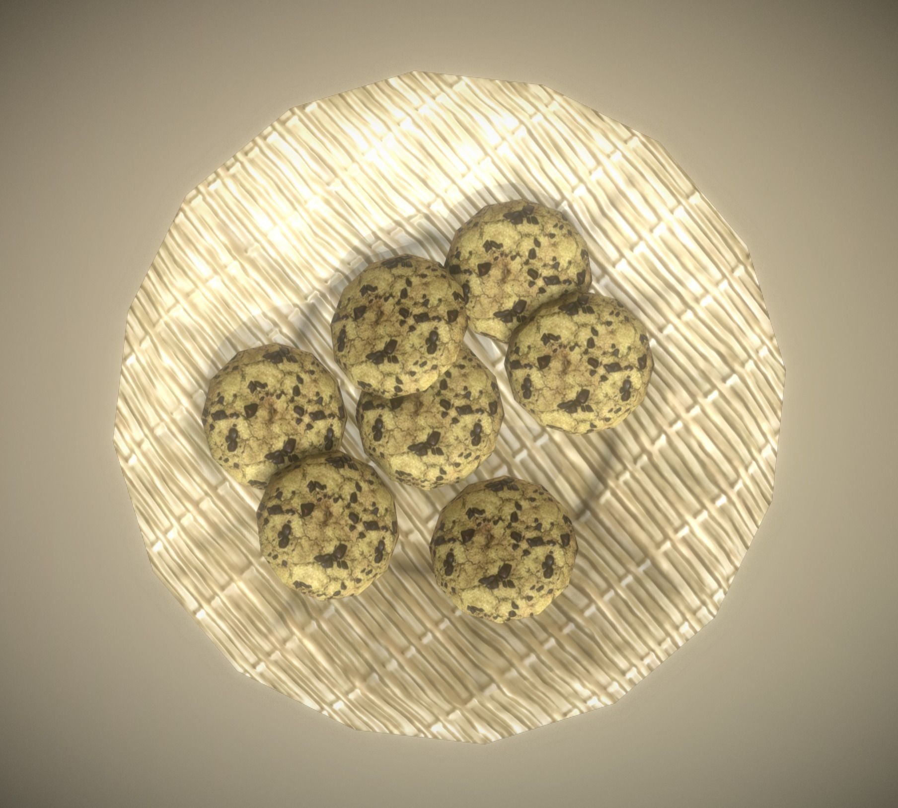 Basket with Cookies low-poly game ready Low-poly 3D model_1