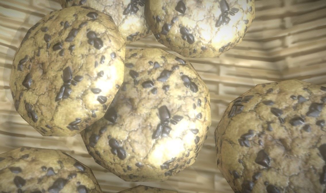 Basket with Cookies low-poly game ready Low-poly 3D model_6