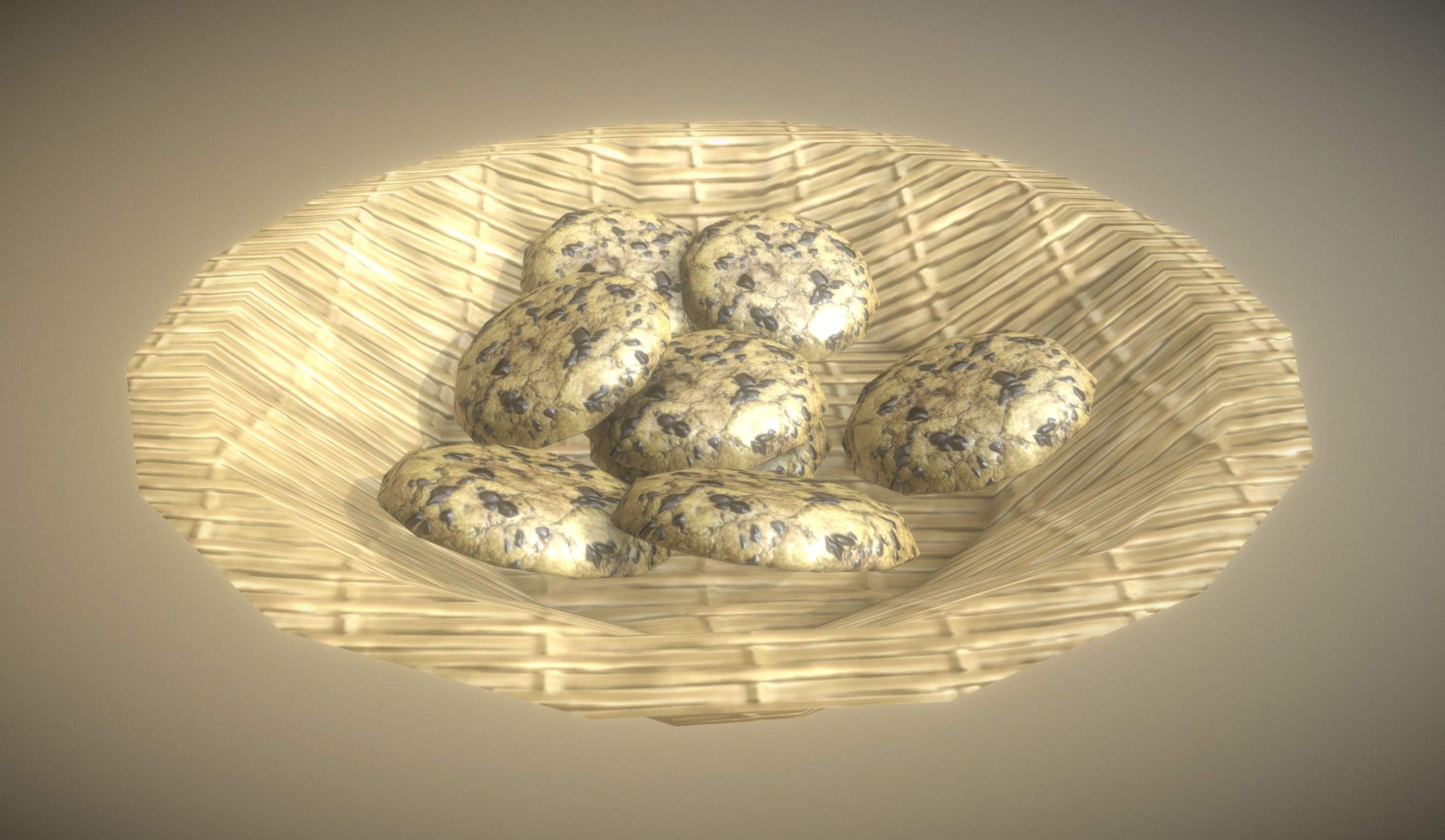Basket with Cookies low-poly game ready Low-poly 3D model_13
