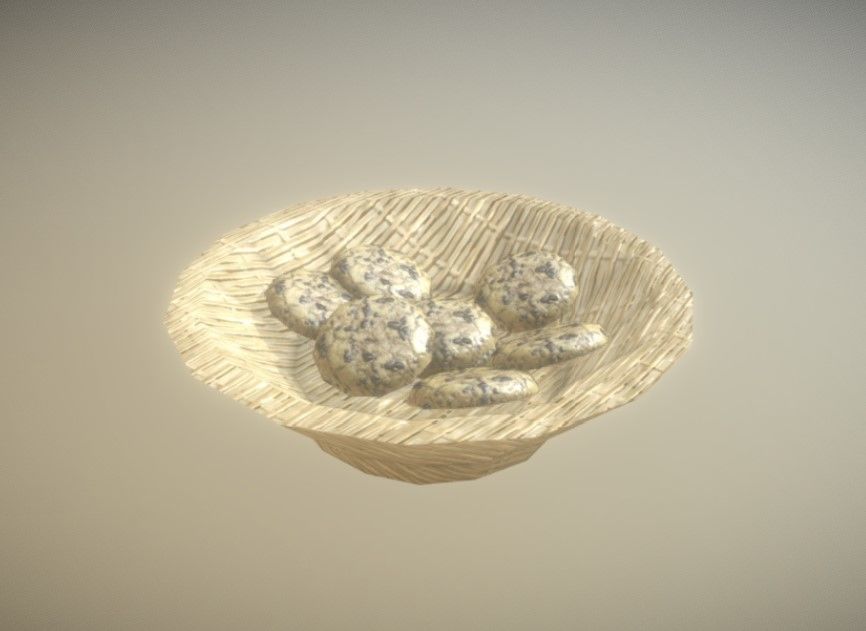 Basket with Cookies low-poly game ready Low-poly 3D model_7
