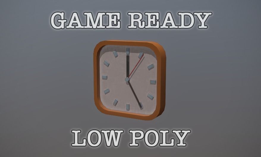 Retro Wall Clock low-poly game ready Low-poly 3D model_0