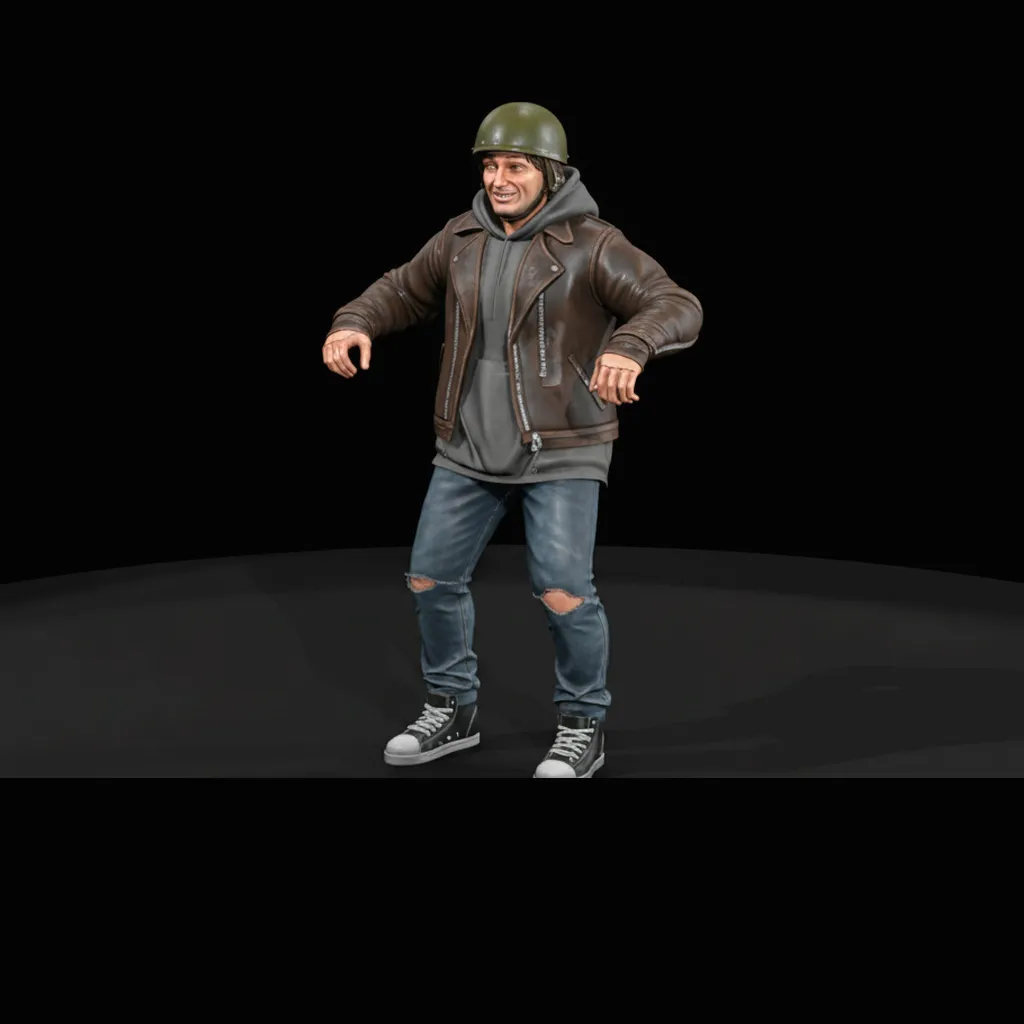 Helmeted Motorcycle Rider Modern Casual Male 3D print model