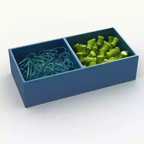 Desk stuff box tray with push pins and paper clips  3D model