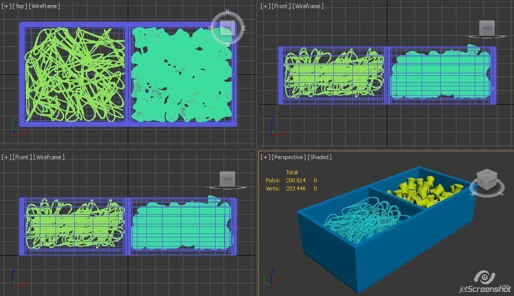 Desk stuff box tray with push pins and paper clips 3D model_3