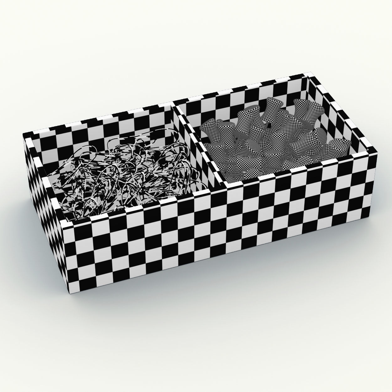 Desk stuff box tray with push pins and paper clips 3D model_2