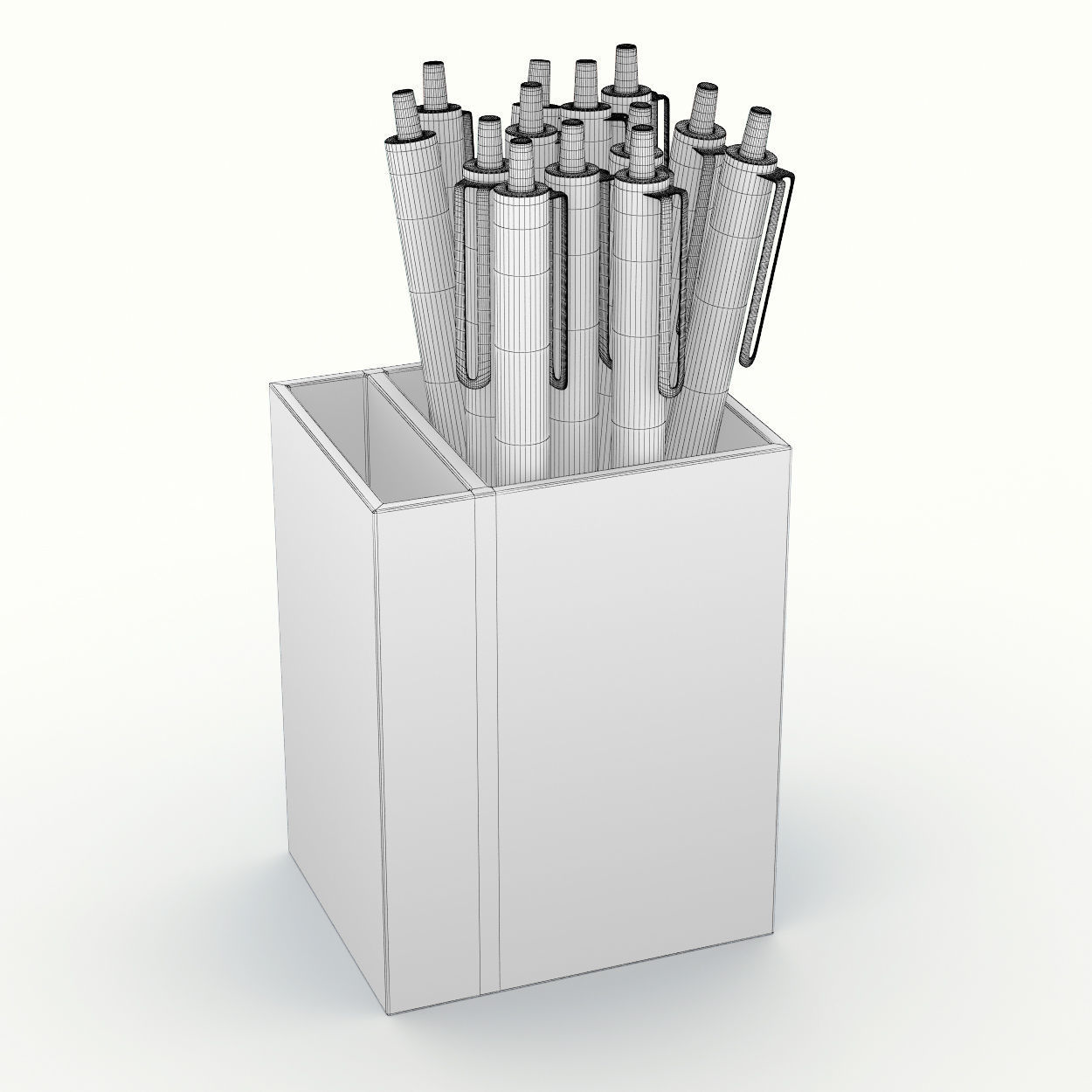 Pen cup with pens 3D model_2