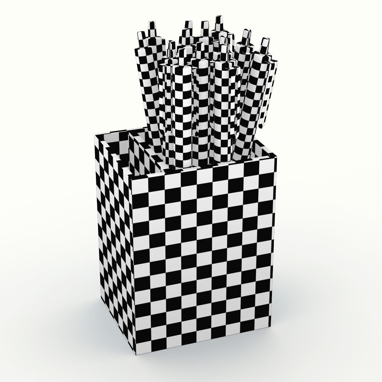 Pen cup with pens 3D model_1
