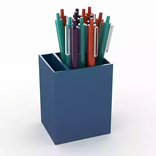 Pen cup with pens 3D model