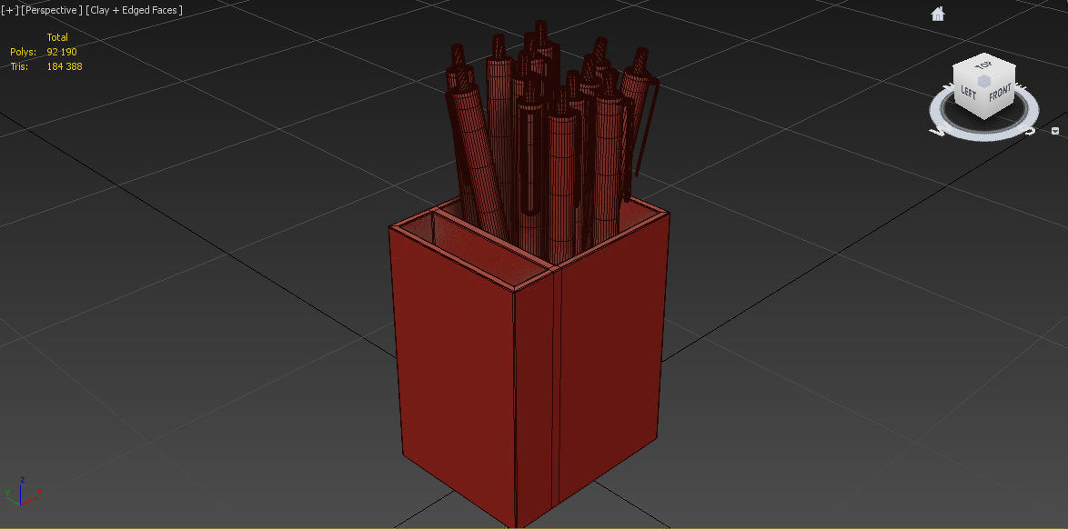 Pen cup with pens 3D model_6