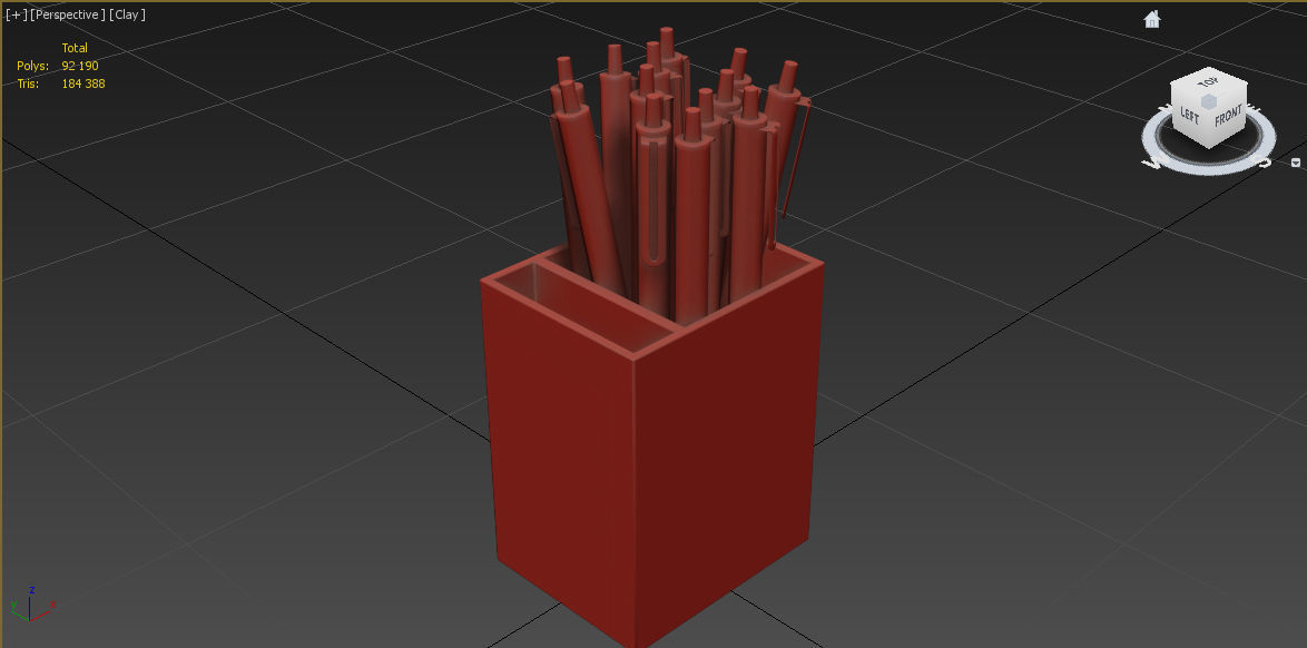 Pen cup with pens 3D model_5