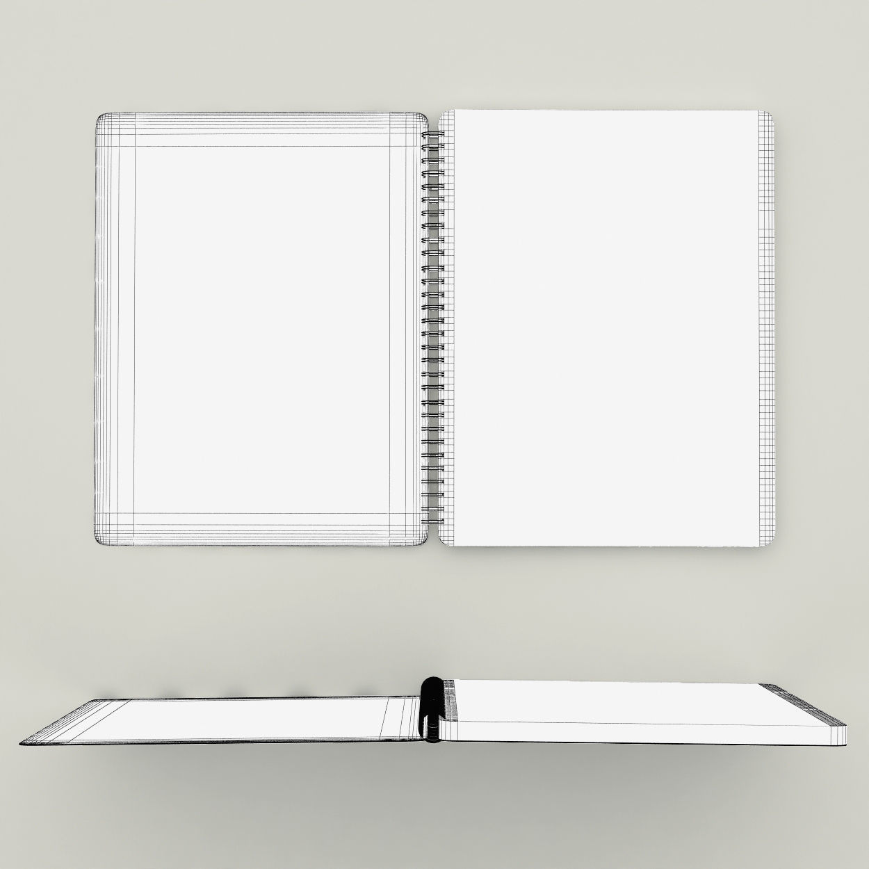Dotted spiral notebook - open 3D model_1