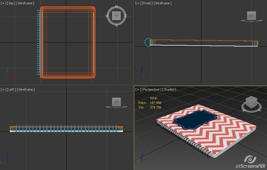 Stripped spiral notebook - closed 3D model_3