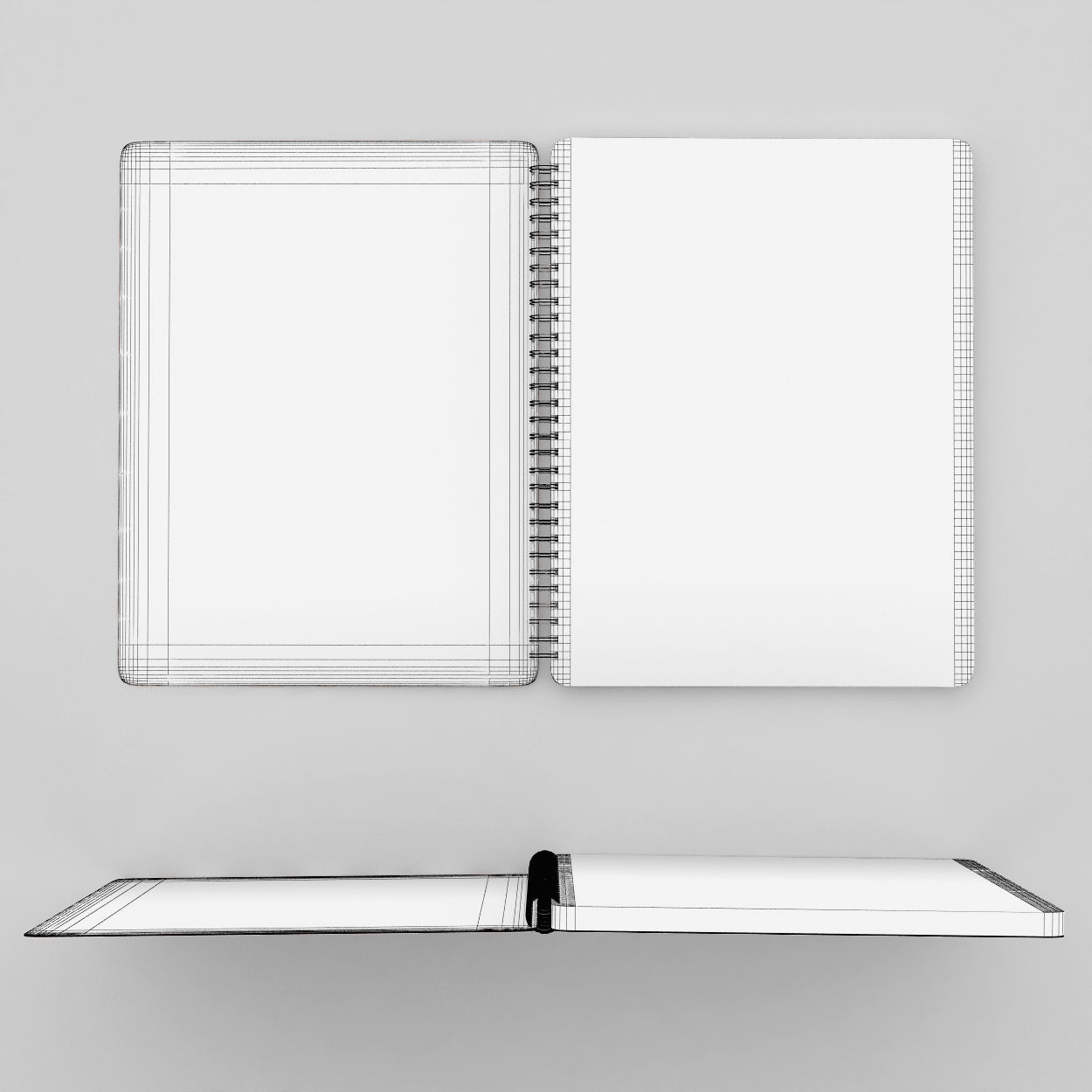Stripped spiral notebook - open 3D model_1