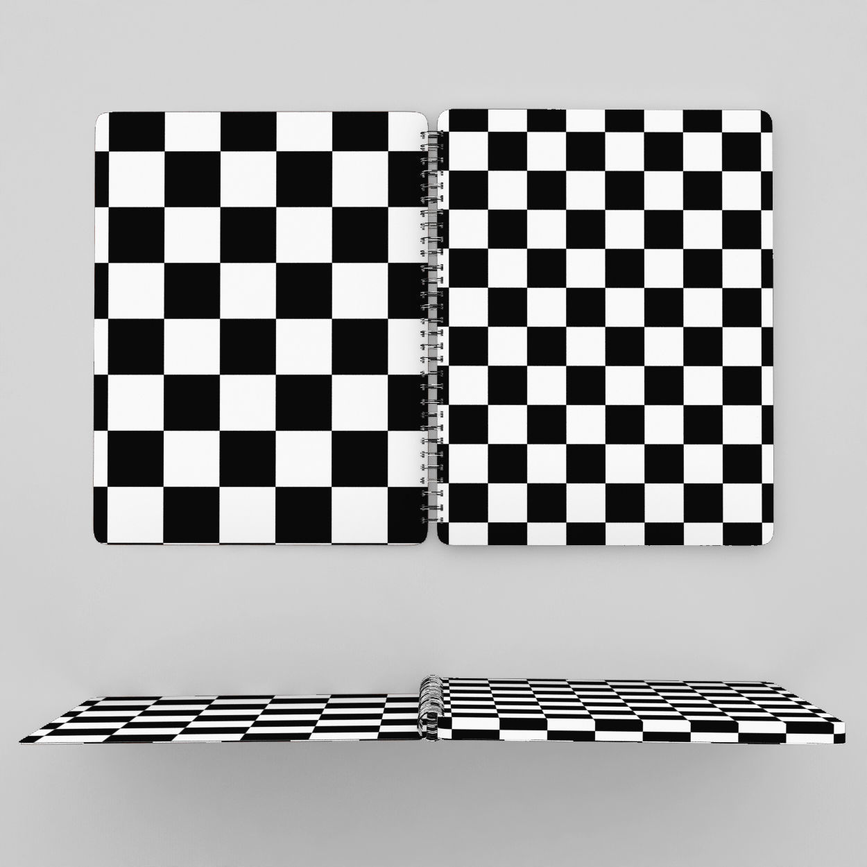 Stripped spiral notebook - open 3D model_2